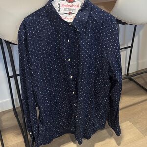Ralph Lauren Navy Patterned Button Down Shirt- size XL